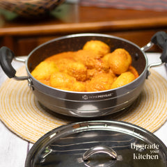 Non-Stick Induction Kadhai (5-layer granite coating) with SS Lid