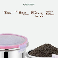 "Flip & Seal" Stainless Steel Airtight Flat Storage Container