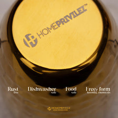 Rajwada Hammered Steel Glass - Gold (Set of 6)