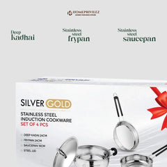 Stainless Steel Cookware Set with Capsulated Induction Bottom (Set of 3)