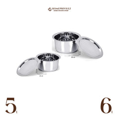 Stainless Steel Patila/Tope/Tasla with Capsulated Induction bottom and SS Lid.