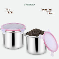 "Flip & Seal" Stainless Steel Air Tight Storage Container - Set of 2