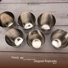 Rajwada Plain Steel Glass (Set of 6)