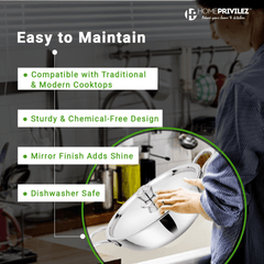 Stainless Steel Triply Kadhai with SS Lid