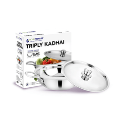 Stainless Steel Triply Kadhai with SS Lid