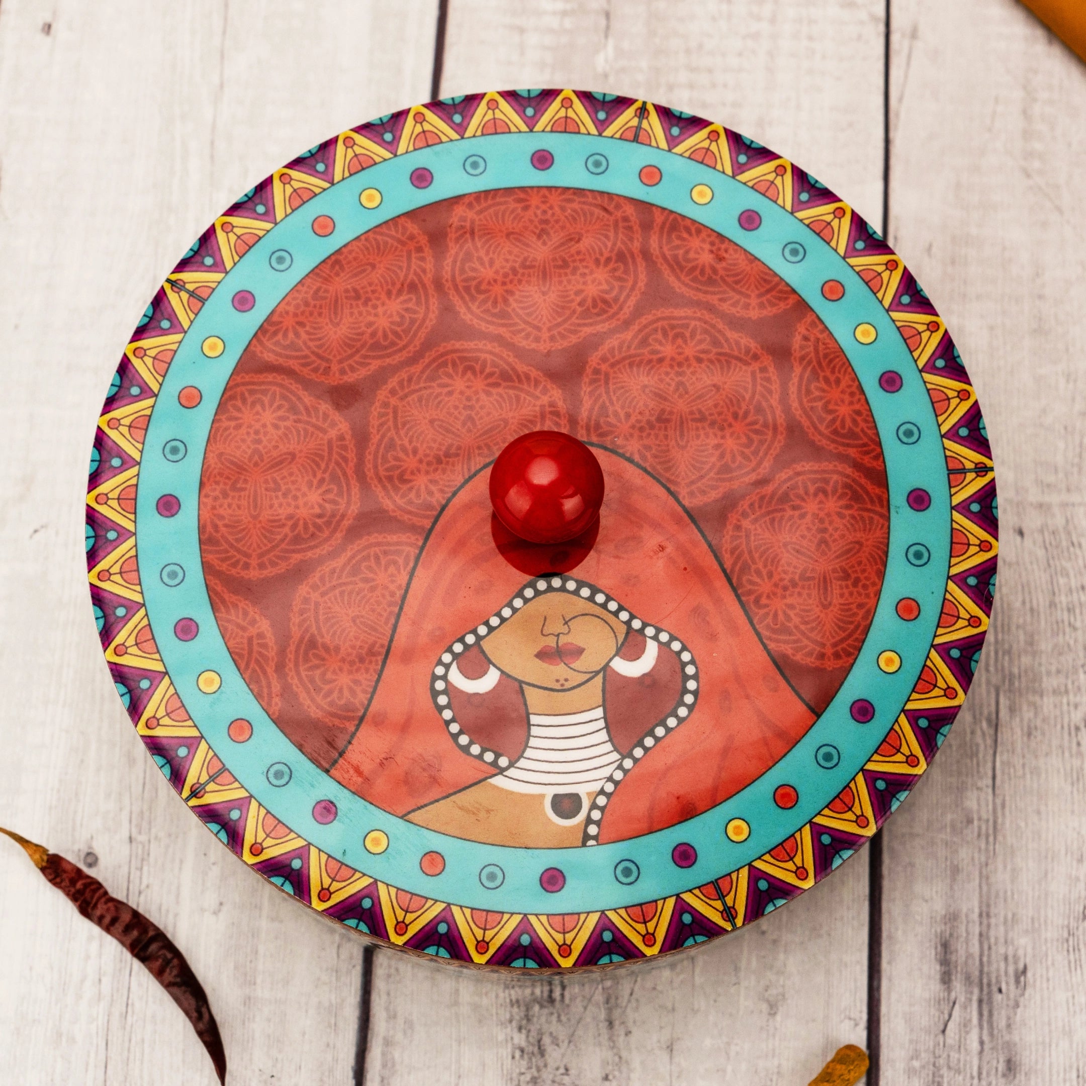 Classic Designed Masala Box - Top View Closed