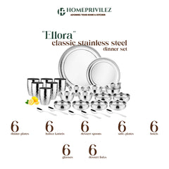 Ellora Classic Stainless Steel Dinner Set