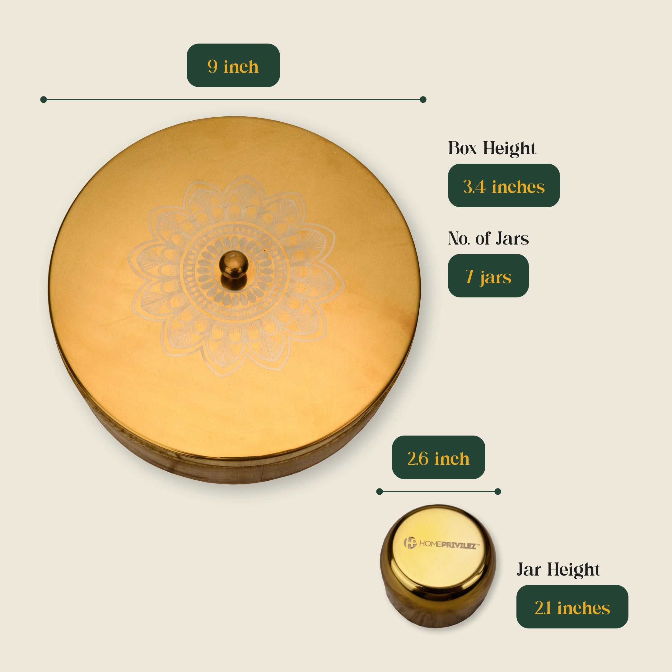 Golden Masala Box - Dimensions