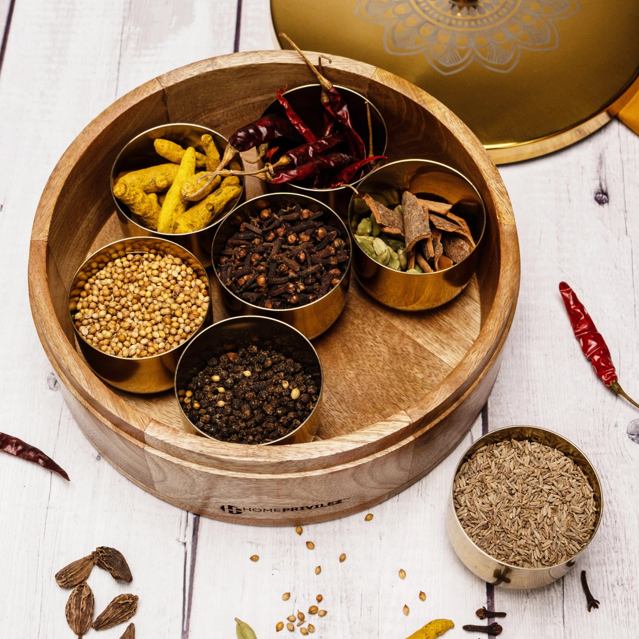 Golden Masala Box - Spice Jars 2