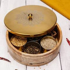 Golden Masala Box - Spice Jars