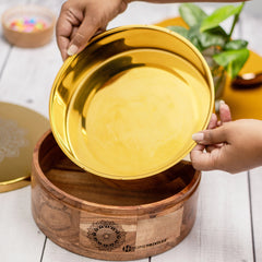 KANAK Gold Wooden Casserole with Serving Spoon
