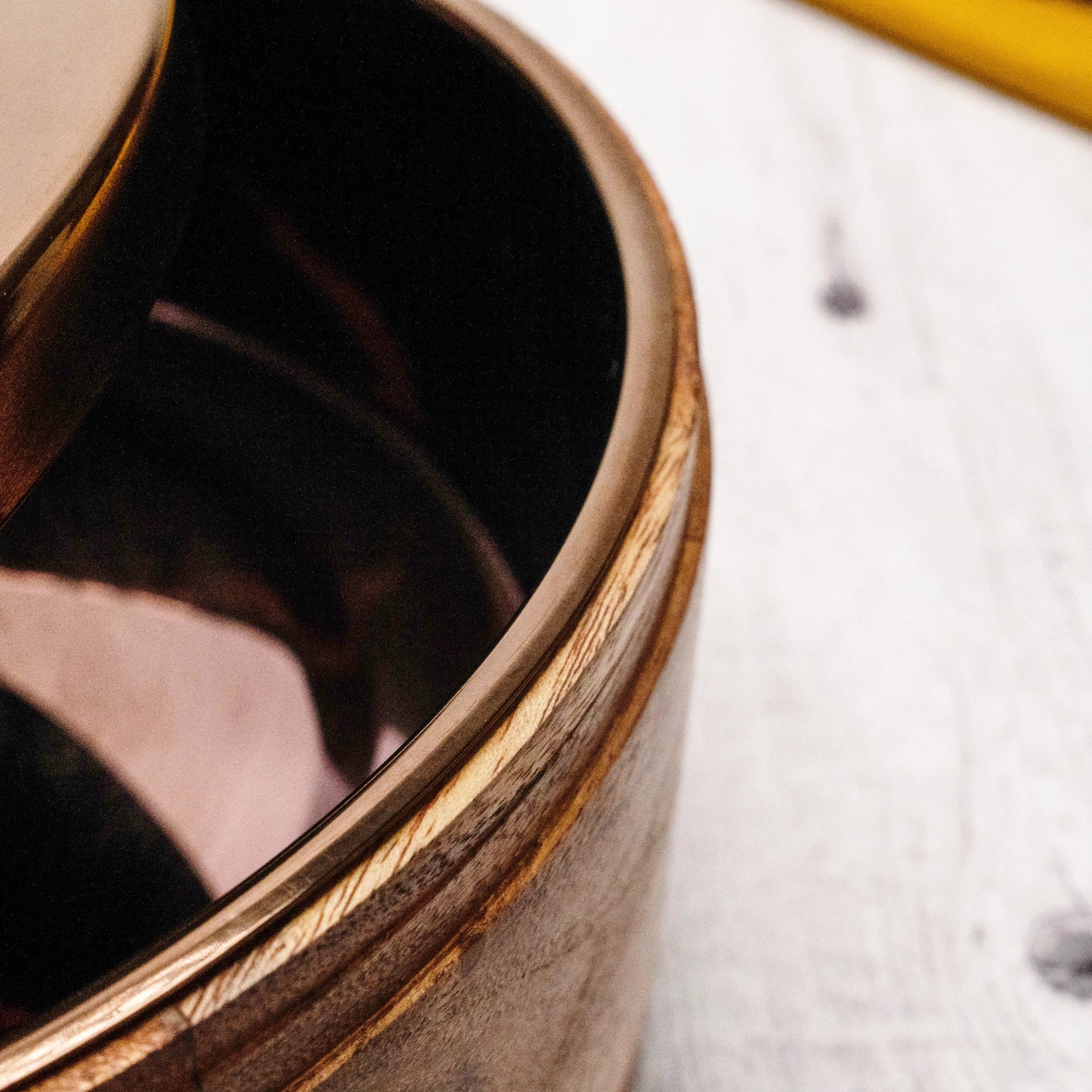 RAMYA Rose Gold Wooden Casserole with Serving Spoon