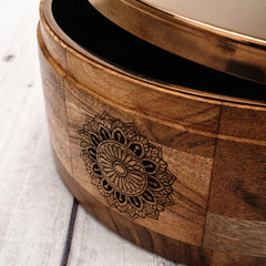 RAMYA Rose Gold Wooden Roti Box with Serving Tong