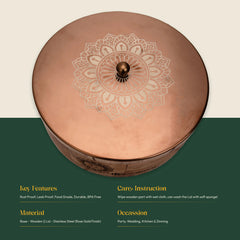 RAMYA Rose Gold Wooden Roti Box with Serving Tong