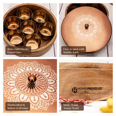 Ramya Wooden Masala Box - Rose Gold