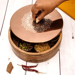 Ramya Wooden Masala Box - Rose Gold