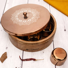 Ramya Wooden Masala Box - Rose Gold