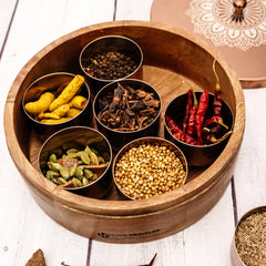 Ramya Wooden Masala Box - Rose Gold