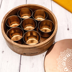 Ramya Wooden Masala Box - Rose Gold