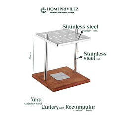 Nora Stainless Steel Gold Coated Cutlery with Stand (Set of 24)
