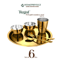 “Regal” Stainless Steel Thali Set/Dinner Set - Gold