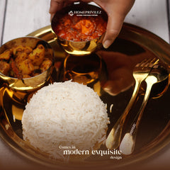 “Regal” Stainless Steel Thali Set/Dinner Set - Gold