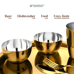 “Regal” Stainless Steel Thali Set/Dinner Set - Gold