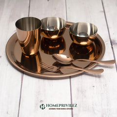 “Regal” Stainless Steel Thali Set/Dinner Set - Rose Gold