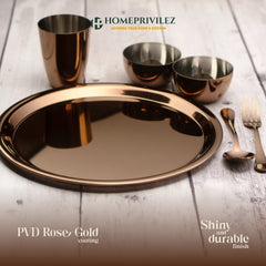 “Regal” Stainless Steel Thali Set/Dinner Set - Rose Gold