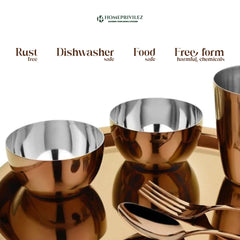 “Regal” Stainless Steel Thali Set/Dinner Set - Rose Gold