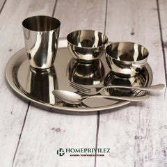 “Regal” Stainless Steel Thali Set/Dinner Set - Silver