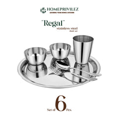 “Regal” Stainless Steel Thali Set/Dinner Set - Silver