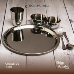 “Regal” Stainless Steel Thali Set/Dinner Set - Silver
