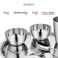 “Regal” Stainless Steel Thali Set/Dinner Set - Silver