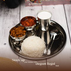 “Regal” Stainless Steel Thali Set/Dinner Set - Silver