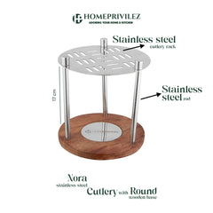 Nora Stainless Steel Gold Coated Cutlery with Stand (Set of 24)