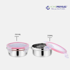 “Steel-Fresh” Stainless Steel Air Tight and Leak Proof Lunchbox -250MLX 2pcs -ECO(Set of 2)