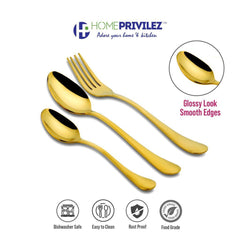 Aster (PVD gold) Stainless Steel Cutlery in Leatherite Box (24Pcs)