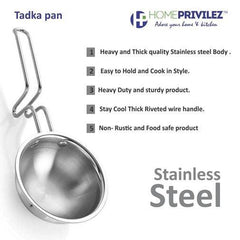 Stainless Steel Tadka Pan with Riveted handle