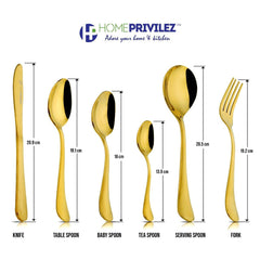 Aster (PVD gold) Stainless Steel Cutlery in Leatherite Box (24Pcs)