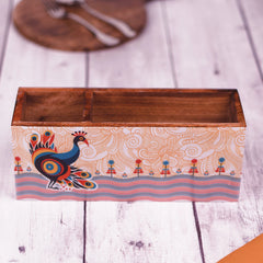 Pihu Wooden Tissue  and Cutlery Holder