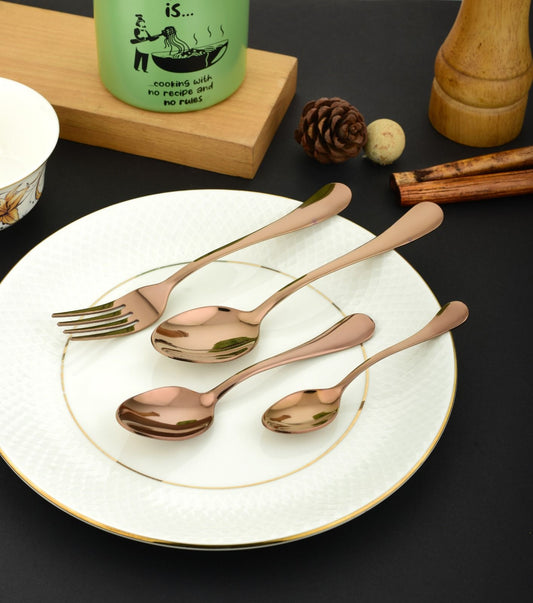 Roluxe 24 Pieces PVD Rose Gold Cutlery Set