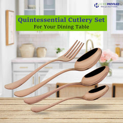 Roluxe 24 Pieces PVD Rose Gold Cutlery Set