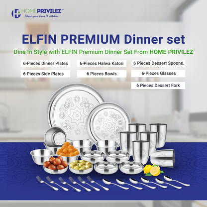 Elfin Classic Stainless Steel Dinner Set (42pcs)