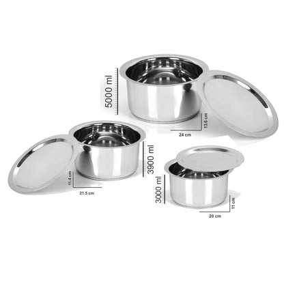 Stainless Steel Patila/Tope/Tasla  with Capsulated Induction bottom and SS Lid.