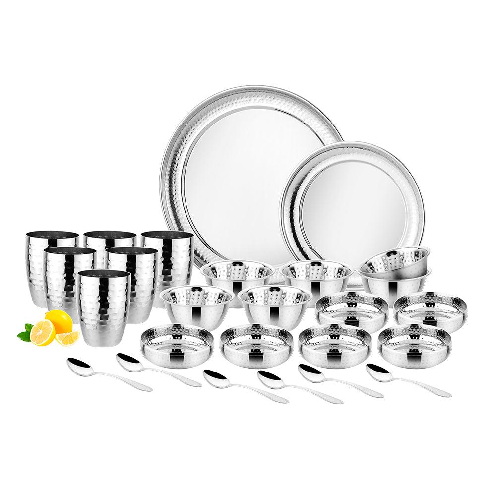 Ellora Classic Stainless Steel Dinner Set (Set of 42/24 pcs)