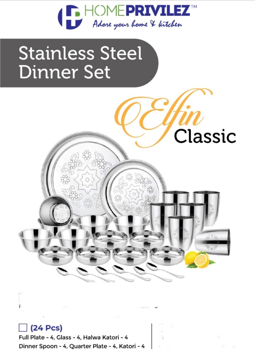 Elfin Classic Stainless Steel Dinner Set (set of 42pcs/24 pcs)