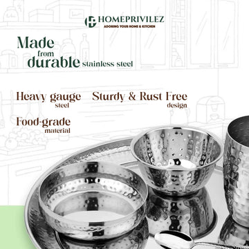 Ellora Classic Stainless Steel Dinner Set Set of 24