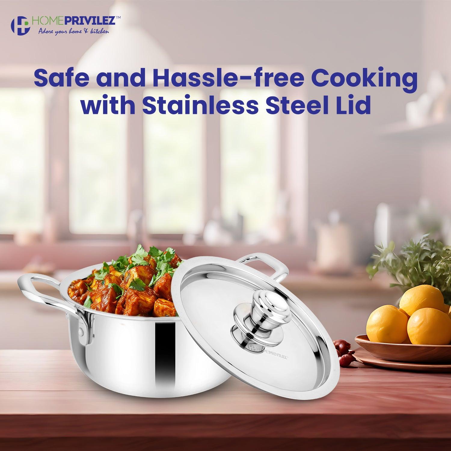 Stainless Steel Triply Stock Pot/Biryani Pot with SS Lid