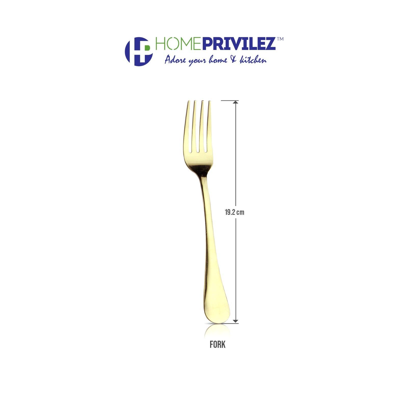 Aster Stainless Steel PVD Gold Cutlery with Wooden Base (set of 24 pcs)